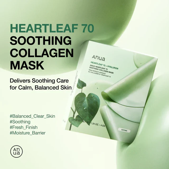 Heartleaf 70 Soothing Collagen Mask [34g][4pcs] - Image 3