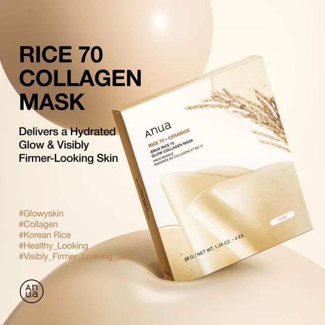 Rice 70 Glow Collagen Mask [38g][4pcs] - Image 3